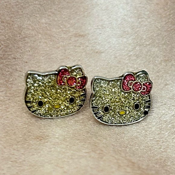Official Sanrio Signed Hello Kitty Sparkly Stud Earrings  & Sanrio Stickers - Picture 7 of 7